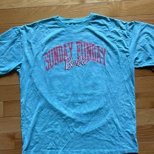 BARBIE Sunday Funday Oversized Short Sleeve Graphic T-Shirt NWT barbiecore